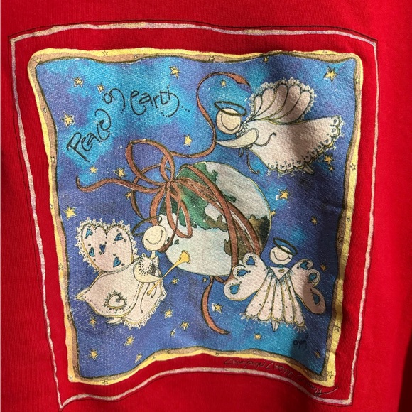 Vintage Fruit of the Loom Crewneck Peace on Earth Christmas Sweatshirt - Picture 4 of 9